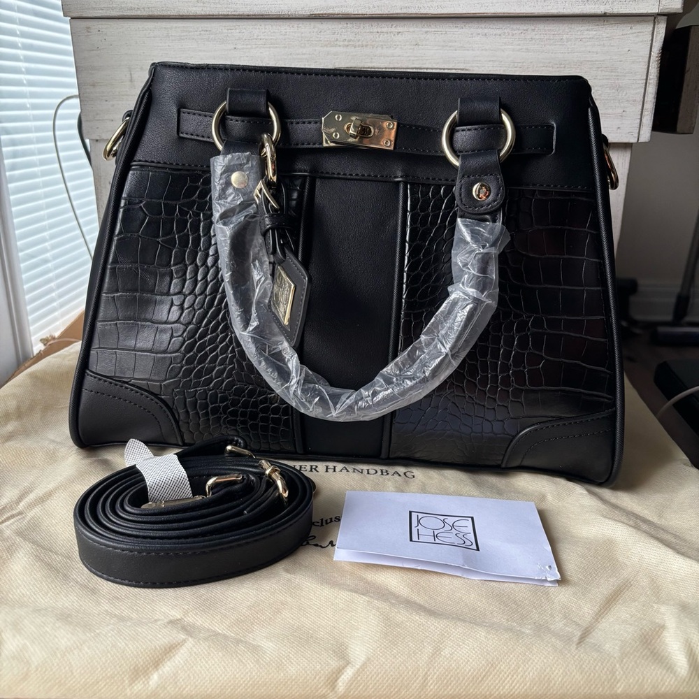 Jose Hess Danbury Mint Black Satchel Hand/Crossbody Bag *NEW*